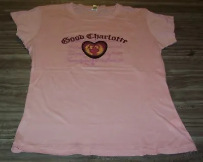Buy WOMEN'S TEEN GOOD CHARLOTTE The World Is Black T-shirt Punk Band LARGE PINK NEW • 18.94£