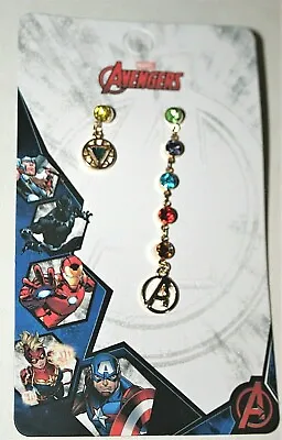 Buy Pair Marvel Comics Iron Man Arc Avengers Infinity Stones Uneven Earrings New MOC • 14.45£