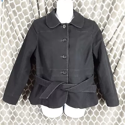 Buy Large-Petite Women's LL BEAN Jacket, Belted Button Up Pea Coat Hip Length Black • 16.54£