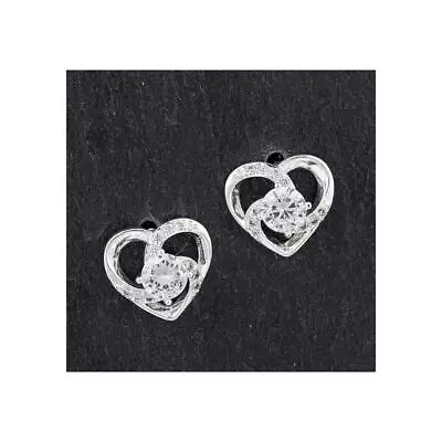 Buy Equilibrium Silver Plated Earrings - Swirly Heart Stud • 8.96£