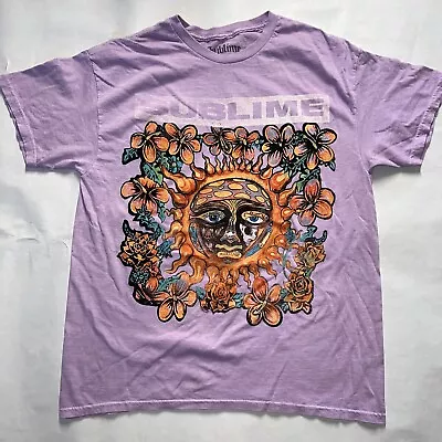 Buy Sublime Sun Flower Logo Graphic Women Purple Short Sleeve T-Shirt Sz M • 14.17£