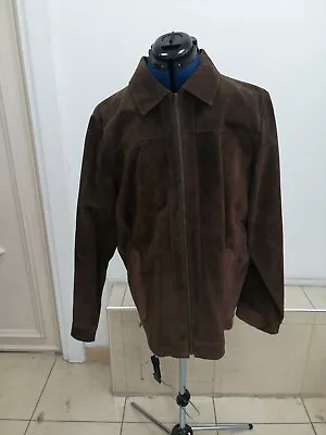 Buy Men Real Leather Jacket Brown Classic Zip Up Gents Casual Outfit Size Medium UK • 39.99£