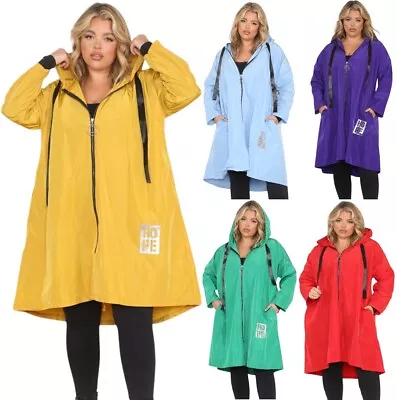 Buy Women's A-line Long Length Rain Coat Plus Size Ladies Jacket With Hood Rain Mac • 32.99£