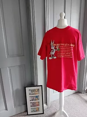 Buy Vintage Warner Bros Bugs Bunny Wise Guy Slang T- Shirt 1998 Red, Size L.  VGC • 20£