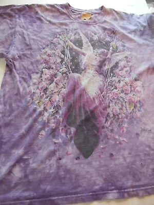 Buy Vintage The Mountain Angel Fairy Purple Tye Dye Short Sleeve T Shirt XL Wolk • 31.66£