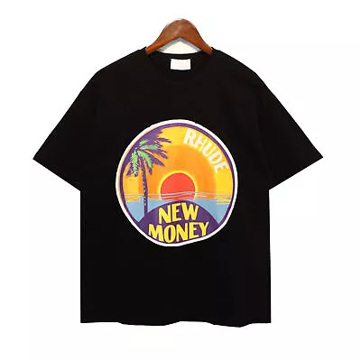 Buy Trendy Brand Summer Men's Sunset Coconut Tree Print Casual Short Sleeves Tops UK • 25.79£