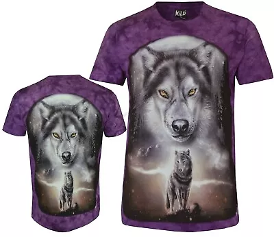 Buy Wolves Under A Starry Mystical Night Glow In Dark Wolf Tie Dye T-Shirt By Wild • 17.95£