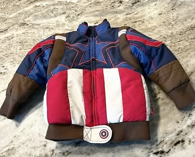 Buy Disney Marvel's Avengers Captain America Full Zip Puffer Jacket Boy's Sz 3 • 12.61£