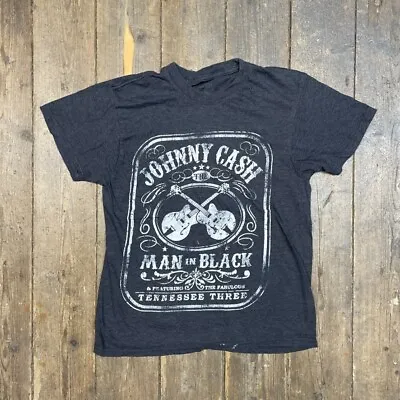 Buy Johnny Cash T-Shirt Man In Black Music Graphic Print Tee, Black Mens Medium • 15£