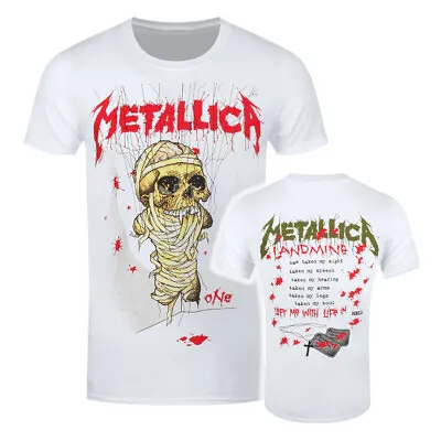 Buy Metallica T-Shirt One Landmine Rock Band New White Official • 15.95£
