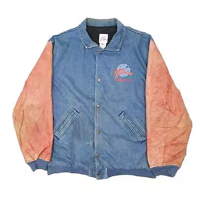 Buy PLANET HOLLYWOOD Denim Jacket Coat Walt Disney Leather Vintage Made In USA L • 22.99£