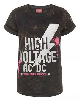 Buy AC/DC Black Short Sleeved T-Shirt (Girls) • 12.99£