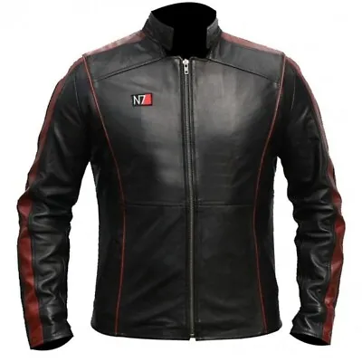 Buy N7 Street Fighter Commander Shepard Gaming Mass Effect 3 Black Biker Jacket Uk • 86.99£