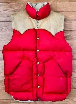 Buy ROCKY MOUNTAIN Down Jacket Blouson Men 40 Red Leather Vintage 70's From Japan • 650.96£