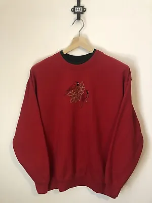 Buy Vintage M&C Sportswear Christmas Bird Holly  Sweatshirt, Size L, Holidays 014 • 4.50£