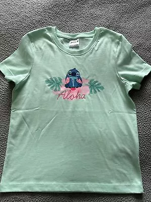 Buy Girls Stitch T-Shirt Green Short Sleeve Age 8/9 BNWOT • 3.99£