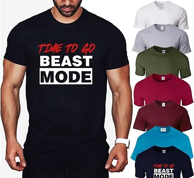 Buy BEAST MODE GYM Mens T-shirt Training Exercise Muscle Bodybuilding Workout Top • 12.99£
