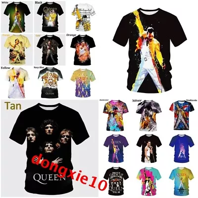 Buy Mens Womens Queen Band Freddie Mercury 3D T-Shirt Short Sleeve Tee Tops Pullover • 8.87£