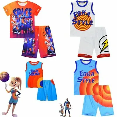 Buy 2Pcs Kids Space Jam 2 Costume Basketball T-Shirt Vest Shirt Shorts Set Tracksuit • 13.99£