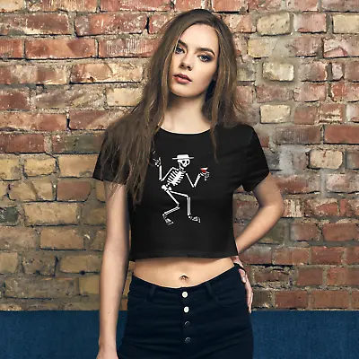 Buy Social Distortion Skeleton Print Black Crop Top Tee T-Shirt Punk Goth XS-L • 25.57£