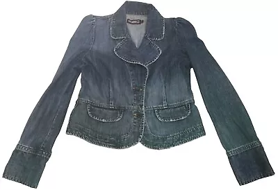 Buy Denim Co. Blue Denim Jeans Jacket With Oversized 4 Buttoned Sleeves SIZE 10 Worn • 9.99£