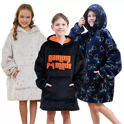Buy Hoodie Blanket Girls Boys Kids Sherpa Fleece Chunky Heavy Plush Cosy Warm Winter • 14.99£