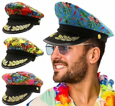 Buy Tropical Captain Hat Hawaiian Sailor Lgbtq Cap Summer Bbq Fancy Dress Costume  • 7.49£