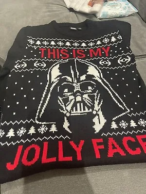 Buy Star Wars Darth Vader Black This Is My Jolly Face. Party, Christmas Jumper Small • 25£