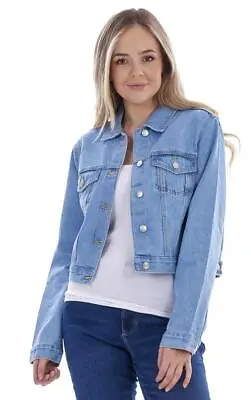 Buy Ladies Blue 100% Cotton Denim Cropped Jacket Petite Regular Tall Fit  • 16.99£