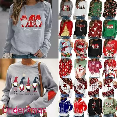 Buy Women Christmas Novelty Xmas Hoodie Blouse Ladies Jumper Pullover Top Sweatshirt • 3.79£