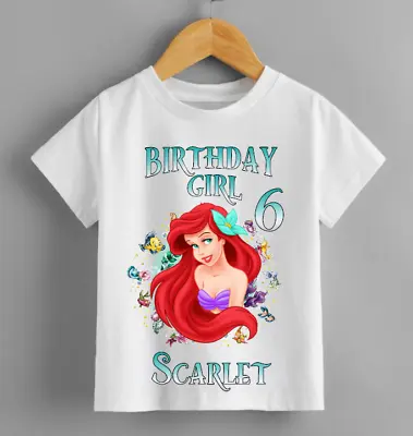 Buy PERSONALISED Little Mermaid Birthday T Shirt Kids Girls Fun Tee T-Shirt Top • 12.99£