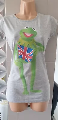 Buy DISNEY Kermit The Frog GREY SLIM FIT T-SHIRT Cap Sleeves SIZE 10 VGC • 1.99£
