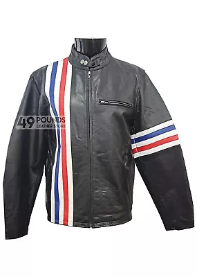 Buy 'EASY RIDER' Men's BLACK Motorcycle Style Biker Real Cowhide Leather Jacket • 49£