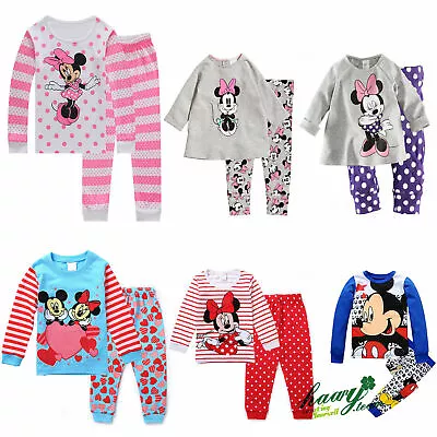 Buy Disney Minnie Mouse Girl Boy Pyjamas Pjs Pajamas Tops Pants Sleepwear Nightwear • 7.39£