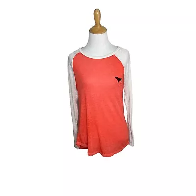 Buy PINK Victoria's Secret Raglan Burnout Red And White Lightweight T-shirt Long XS • 9.40£