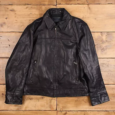 Buy Vintage Banana Republic Leather Jacket L 90s Bomber Black Zip • 54.99£