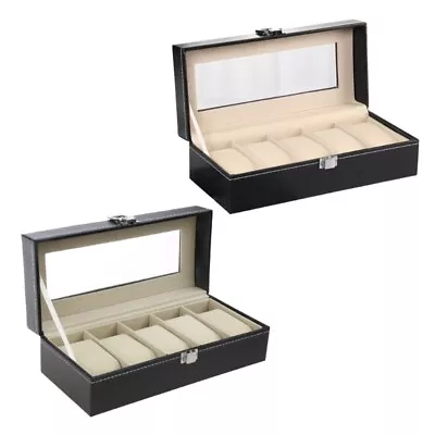 Buy Watch Box Display For Case Jewelry Organizer With Glass Top 2/3/4/5 Slot For Men • 16.30£