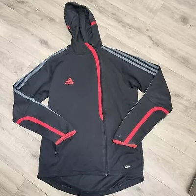 Buy Adidas Climawarm Black And Red Hooded Jacket Full Zip Small • 9.95£