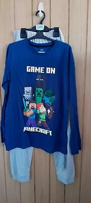 Buy Boys Blue Mix Minecraft Pyjama Set Age 13-14 From Marks And Spencer BNWT • 12.99£
