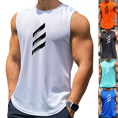 Buy Quick Drying Sleeveless Vest Tank Top Mens Running Gym Top Sports Muscle T-Shirt • 9.59£
