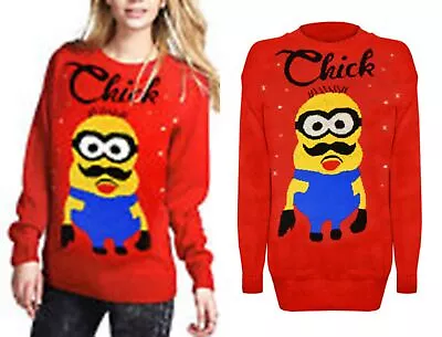 Buy 'Chick' Minion New Knitted Jumper Sweater Pullover Winter Holiday Christmas • 7.95£