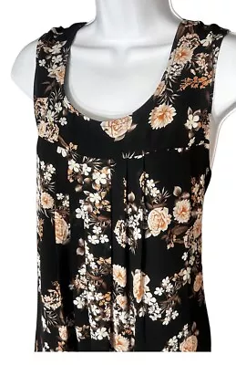 Buy Timeson Black Floral Sleeveless Top Fully Lined Flowy Soft Women's Size XL  EUC • 9.44£