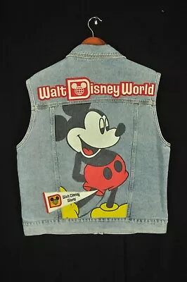 Buy Women's Disney Vault Collection 50th Anniversary Denim Vest Mickey Mouse Large • 43.18£