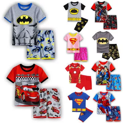 Buy Kids Boys Batman Pyjamas Set T-shirts Shorts Cartoon Nightwear Summer Nightie • 11£