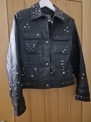 Buy Next Faux Leather Jacket UK 10 Heart Star And Sqaure Studs Rrp £78 • 25£
