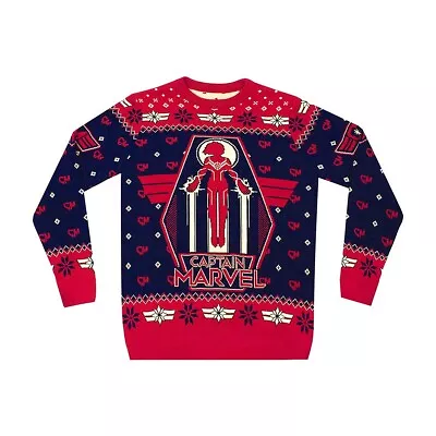 Buy Captain Marvel Womens/Ladies Premium Knitted Christmas Jumper NS6478 • 39.51£