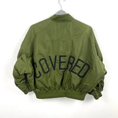 Buy Khaki Slouchy Oversized Embroidered Bomber Baseball Varsity Jacket Size 10 • 10£