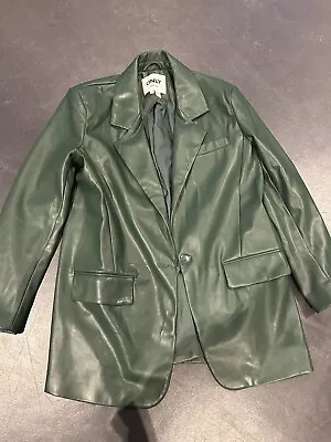 Buy Only Tailoring Green Leather Blazer - Size Small • 15£