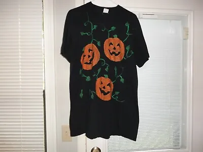Buy Halloween Tee Shirt Jack-O- Lantern Pumpkins Lrg Xlrg Hand Painted Pre Owned • 10.62£