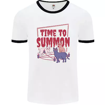 Buy Time To Summon Cats Lets Summon Demons Mens Ringer T-Shirt • 12.99£